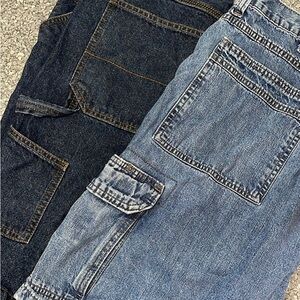 Bundle of (Jorts) Faded Glory Relaxed Blue and Black Jeans